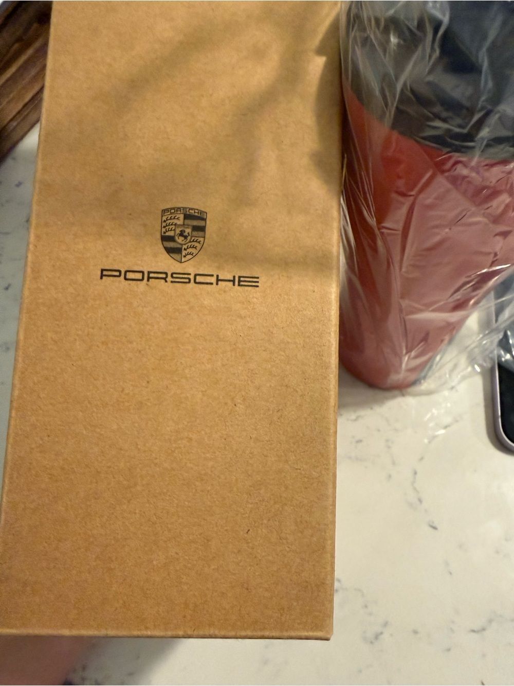 Porsche Design Red Leather-Effect Travel Tumbler with Crest - Picture 4 of 4
